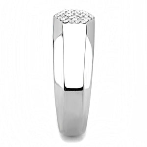 DA281 High polished (no plating) Stainless Steel Ring with AAA Grade CZ in Clear