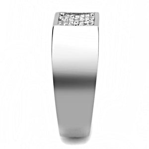 DA285 High polished (no plating) Stainless Steel Ring with AAA Grade CZ in Clear