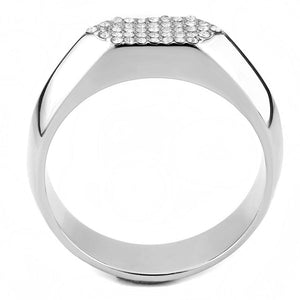 DA302 No Plating Stainless Steel Ring with AAA Grade CZ in Clear