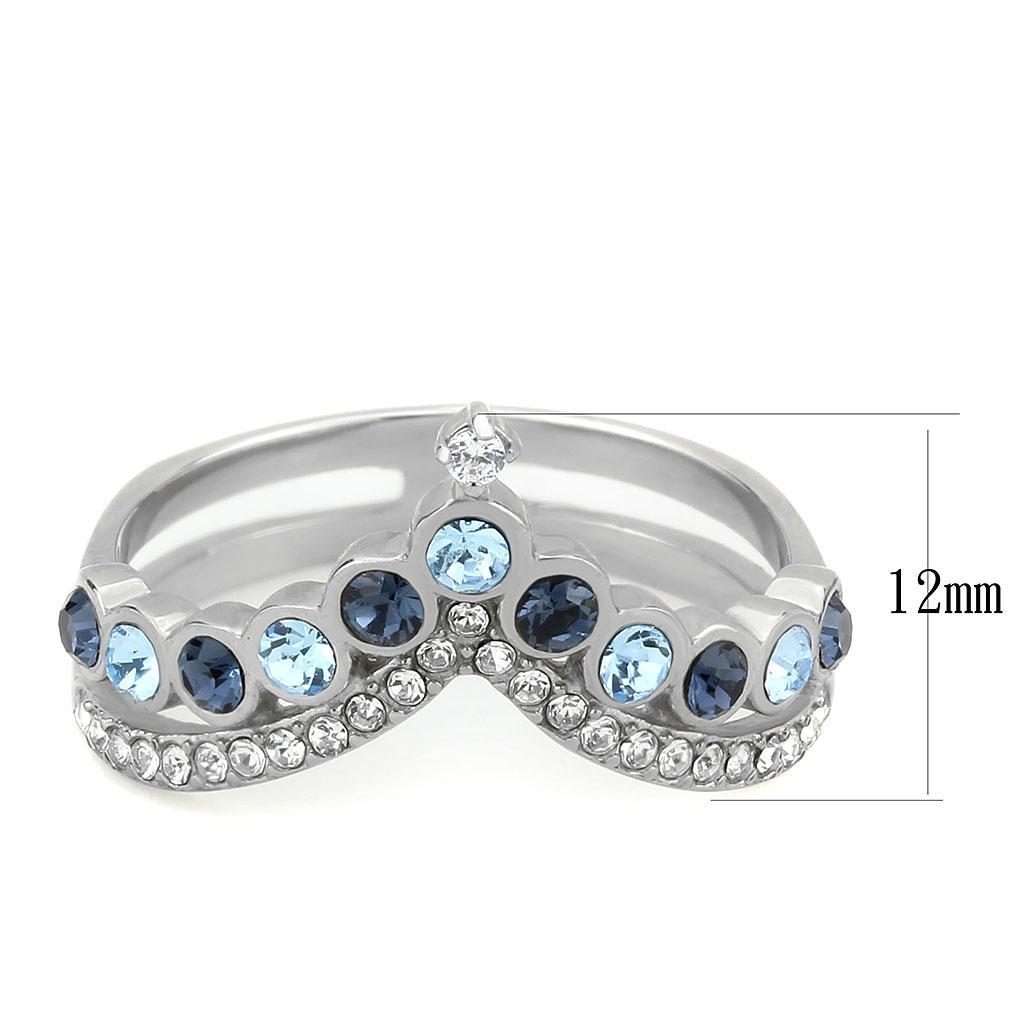 DA305 - No Plating Stainless Steel Ring with Top Grade Crystal  in Multi Color - Joyeria Lady