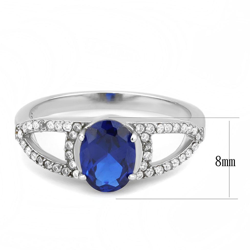 DA306 - No Plating Stainless Steel Ring with Synthetic Spinel in London Blue - Joyeria Lady