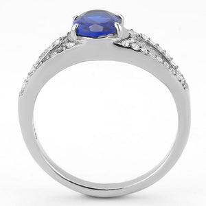 DA306 - No Plating Stainless Steel Ring with Synthetic Spinel in London Blue
