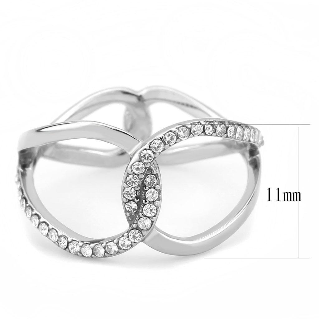 DA307 - No Plating Stainless Steel Ring with AAA Grade CZ  in Clear - Joyeria Lady