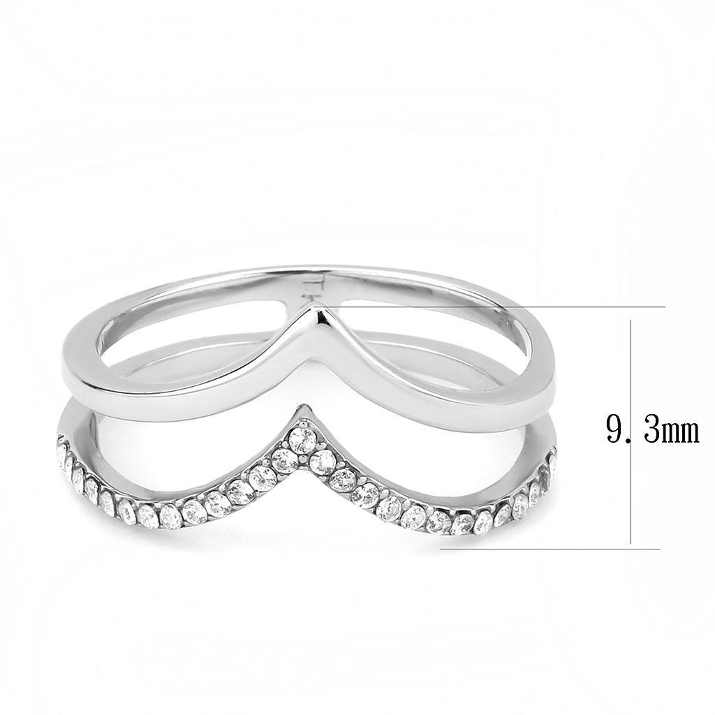 DA308 - No Plating Stainless Steel Ring with AAA Grade CZ  in Clear - Joyeria Lady