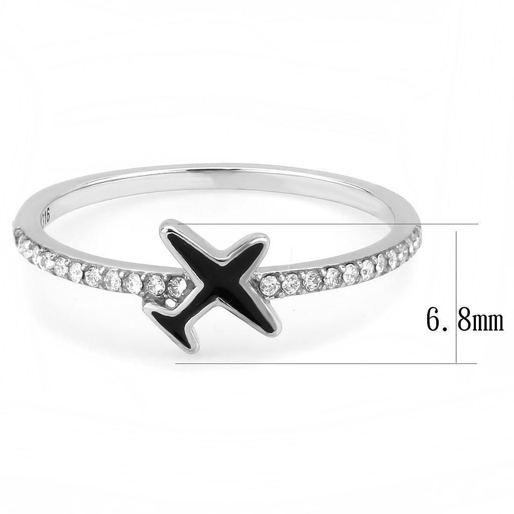 DA311 - No Plating Stainless Steel Ring with Epoxy  in Jet - Joyeria Lady