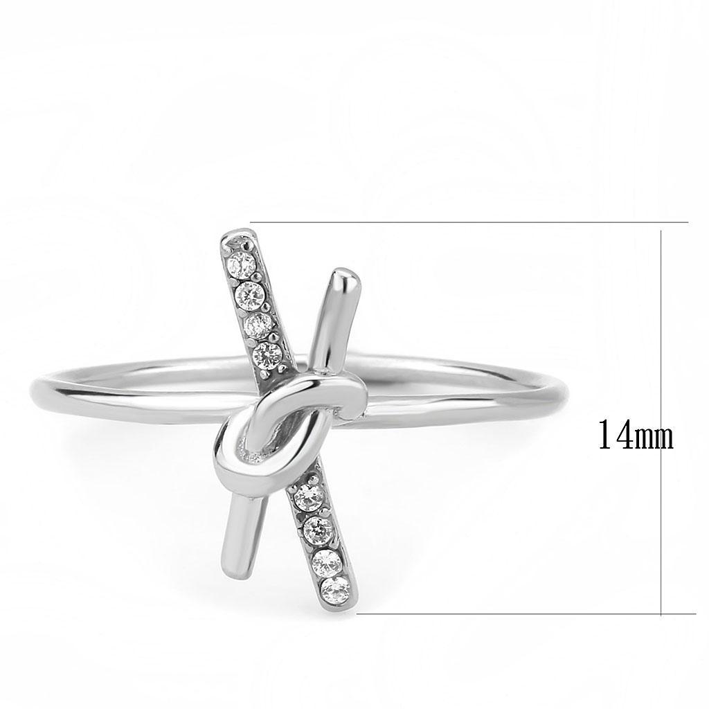 DA313 - No Plating Stainless Steel Ring with AAA Grade CZ  in Clear - Joyeria Lady