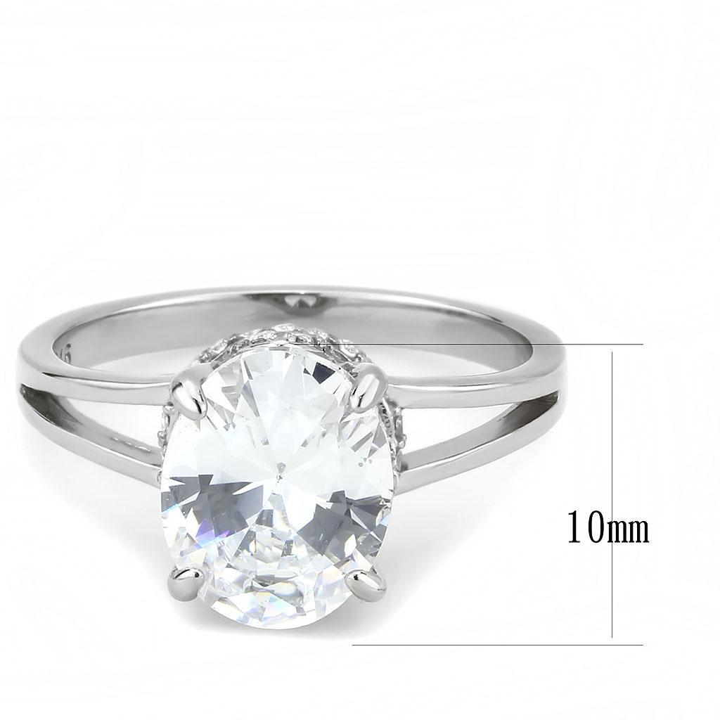 DA314 - No Plating Stainless Steel Ring with AAA Grade CZ  in Clear - Joyeria Lady