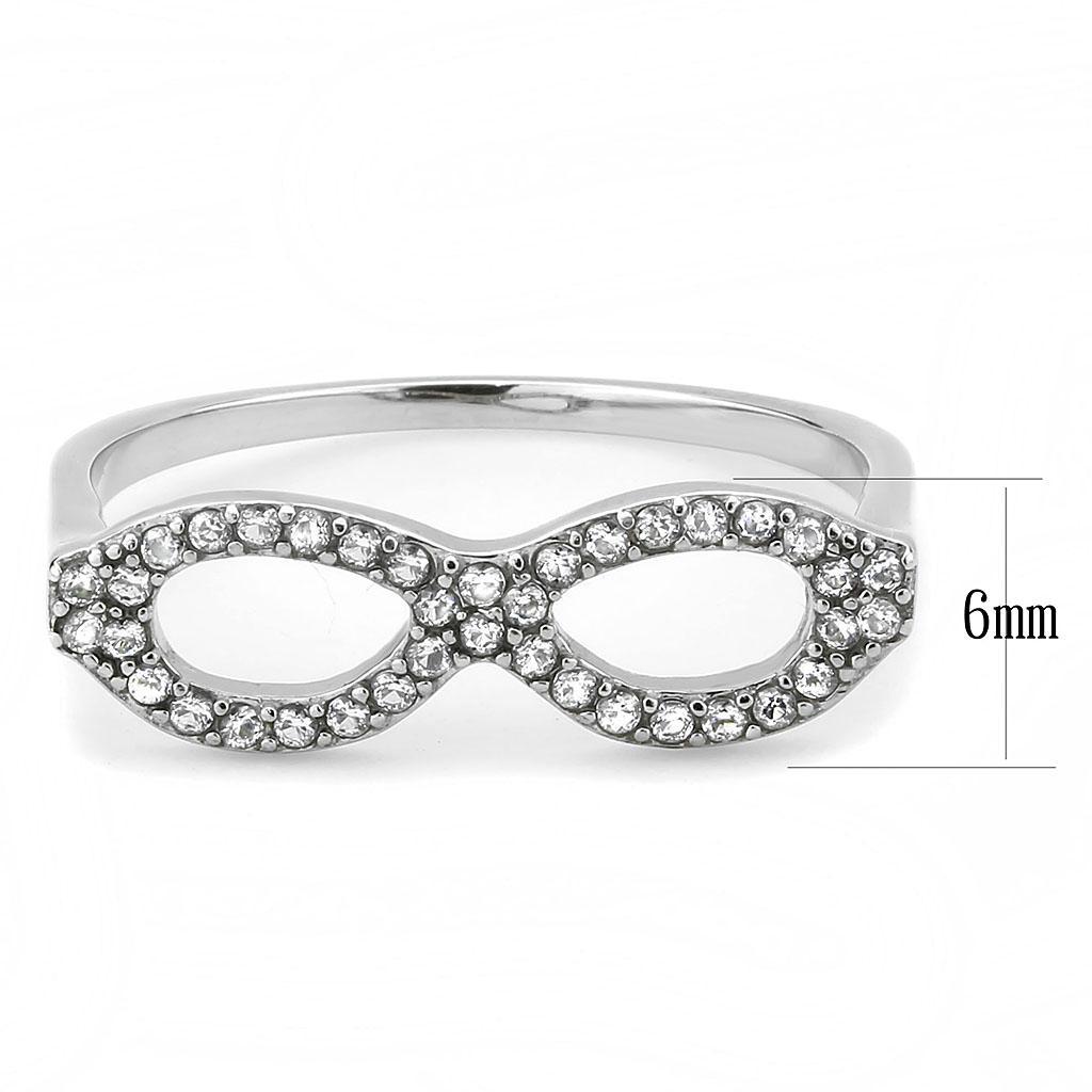 DA315 - No Plating Stainless Steel Ring with AAA Grade CZ  in Clear - Joyeria Lady