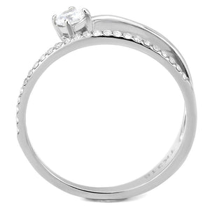 DA316 - No Plating Stainless Steel Ring with AAA Grade CZ  in Clear