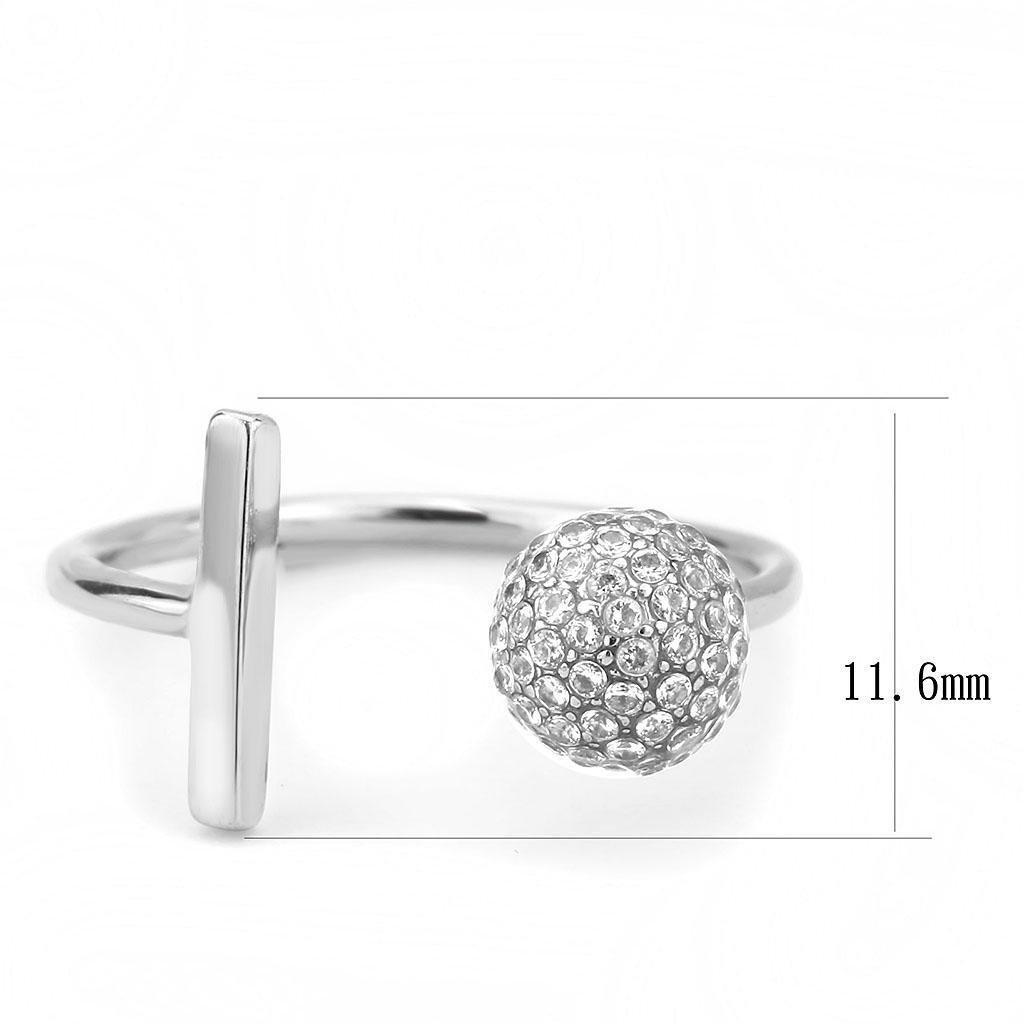 DA318 - No Plating Stainless Steel Ring with AAA Grade CZ  in Clear - Joyeria Lady