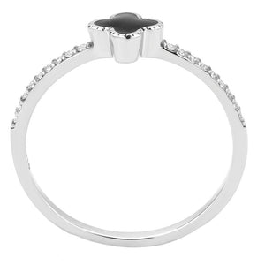 DA320 - No Plating Stainless Steel Ring with Epoxy  in Jet