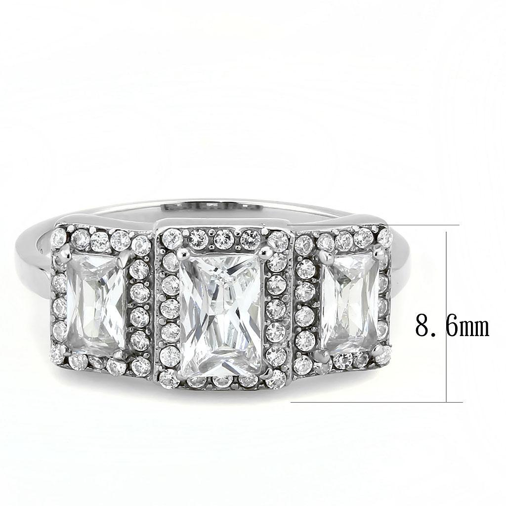DA322 - No Plating Stainless Steel Ring with AAA Grade CZ  in Clear - Joyeria Lady