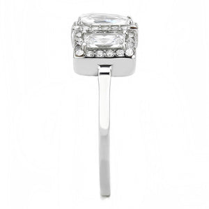 DA322 - No Plating Stainless Steel Ring with AAA Grade CZ  in Clear