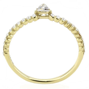 DA323 - IP Gold(Ion Plating) Stainless Steel Ring with AAA Grade CZ  in Clear