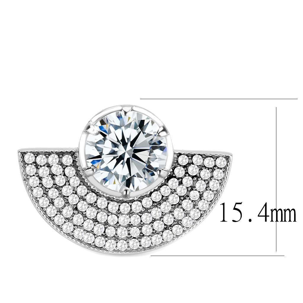 DA336 - No Plating Stainless Steel Ring with AAA Grade CZ  in Clear - Joyeria Lady