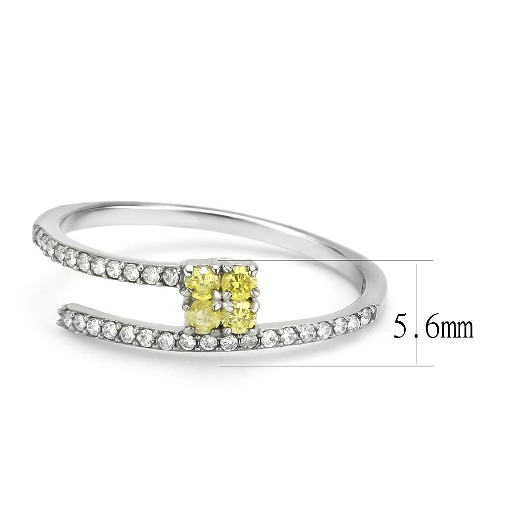 DA338 - No Plating Stainless Steel Ring with AAA Grade CZ  in Topaz - Joyeria Lady