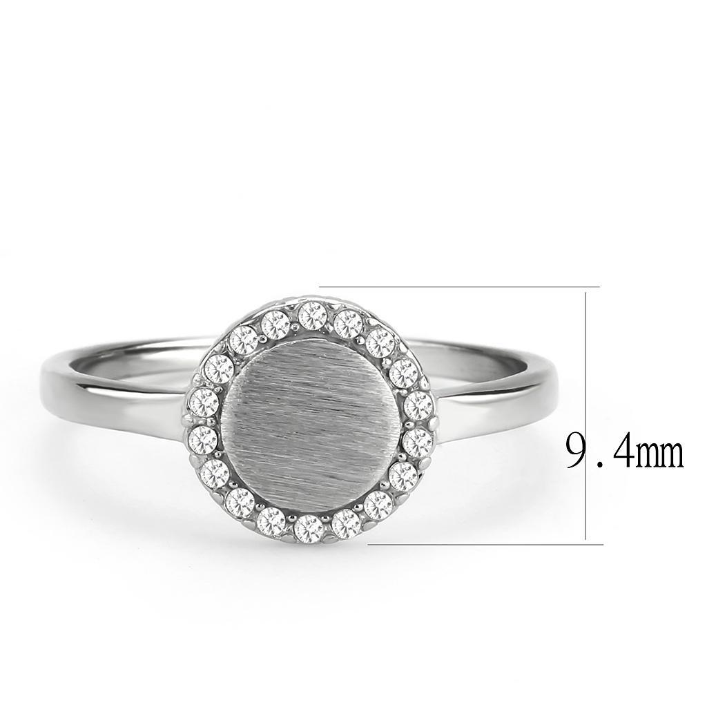 DA340 - No Plating Stainless Steel Ring with AAA Grade CZ  in Clear - Joyeria Lady