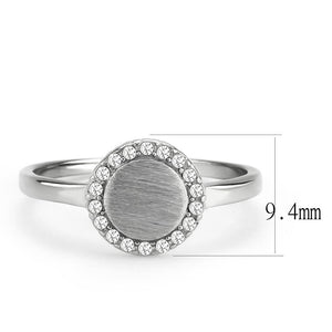 DA340 - No Plating Stainless Steel Ring with AAA Grade CZ  in Clear