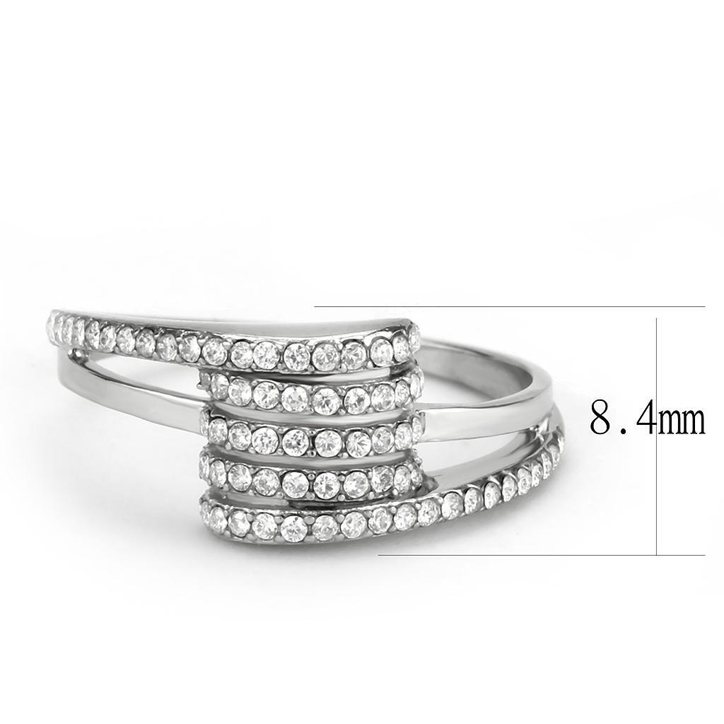 DA342 - No Plating Stainless Steel Ring with AAA Grade CZ  in Clear - Joyeria Lady