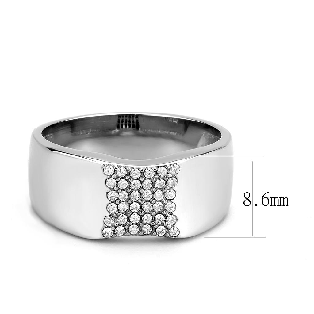 DA345 No Plating Stainless Steel Ring with AAA Grade CZ in Clear - Joyeria Lady