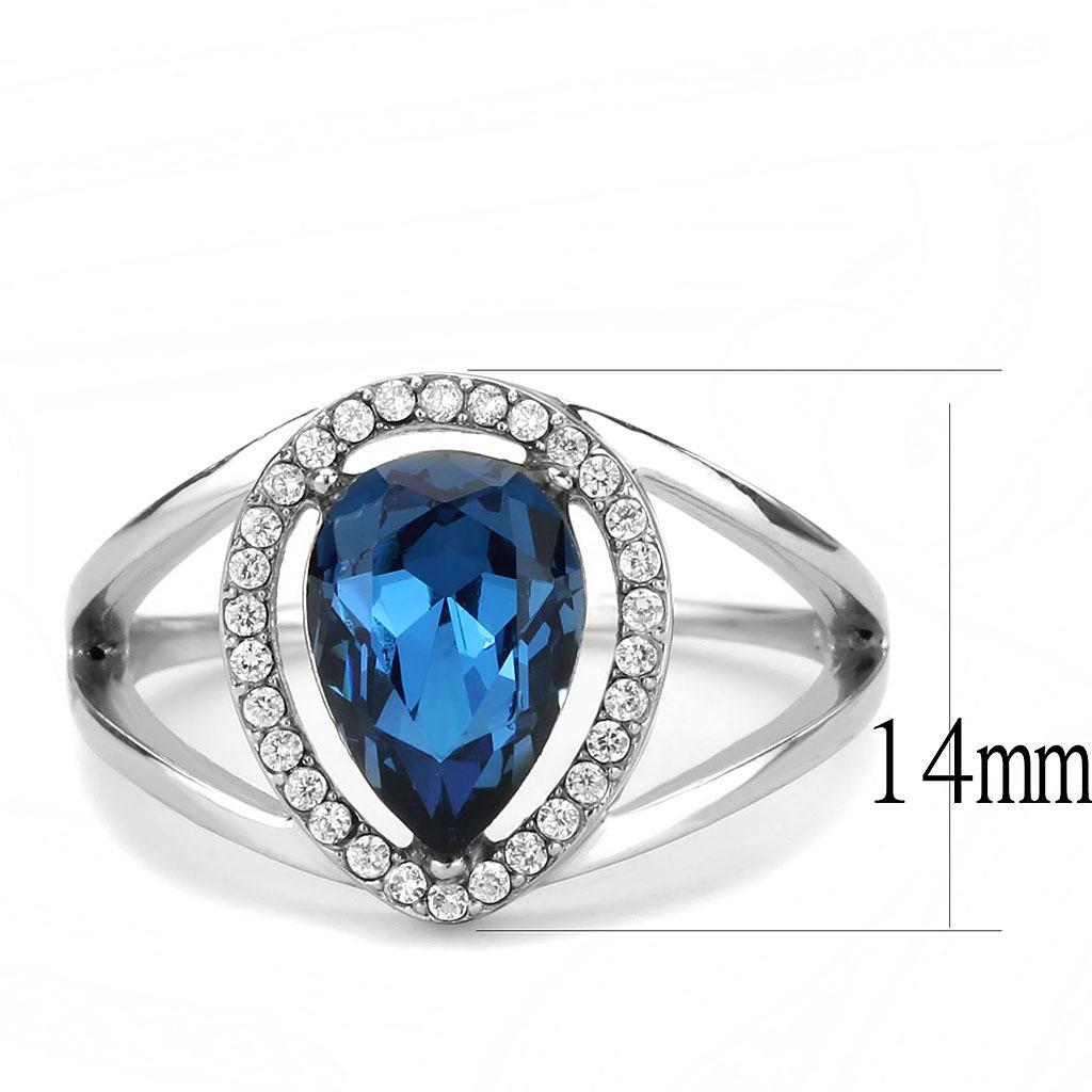 DA349 - High polished (no plating) Stainless Steel Ring with Top Grade Crystal  in Montana - Joyeria Lady