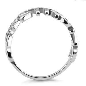 DA356 - High polished (no plating) Stainless Steel Ring with AAA Grade CZ  in Clear