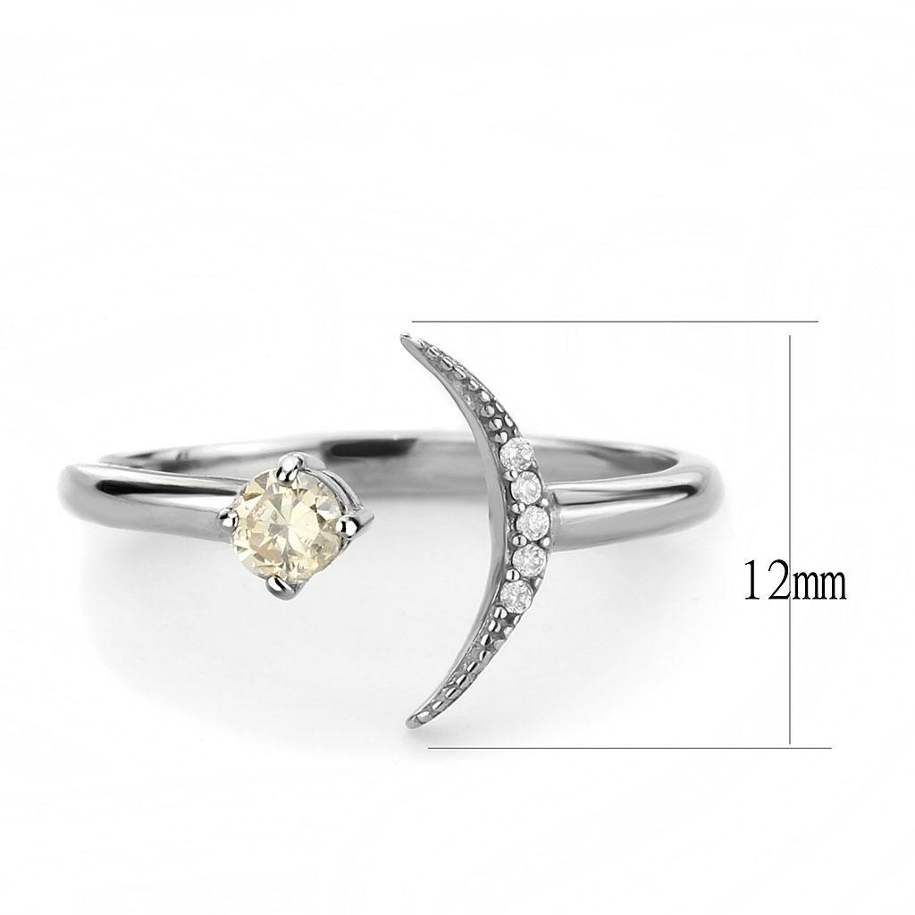 DA358 - High polished (no plating) Stainless Steel Ring with AAA Grade CZ  in Champagne - Joyeria Lady