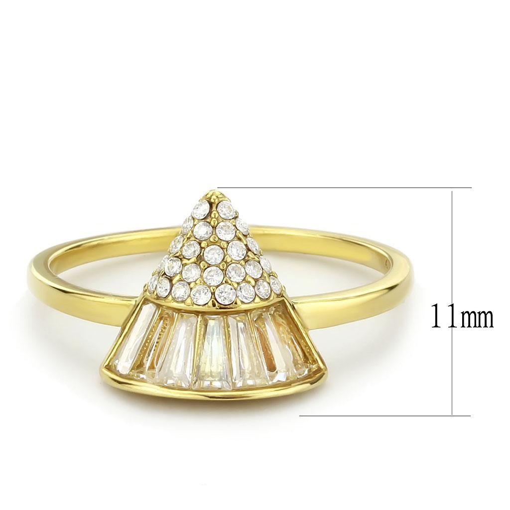 DA359 - IP Gold(Ion Plating) Stainless Steel Ring with AAA Grade CZ  in Clear - Joyeria Lady