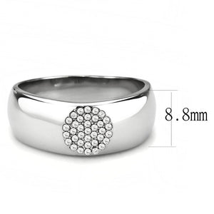 DA367 High polished (no plating) Stainless Steel Ring with AAA Grade CZ in Clear
