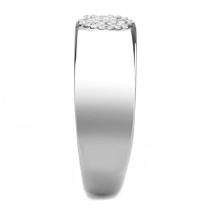 DA367 High polished (no plating) Stainless Steel Ring with AAA Grade CZ in Clear