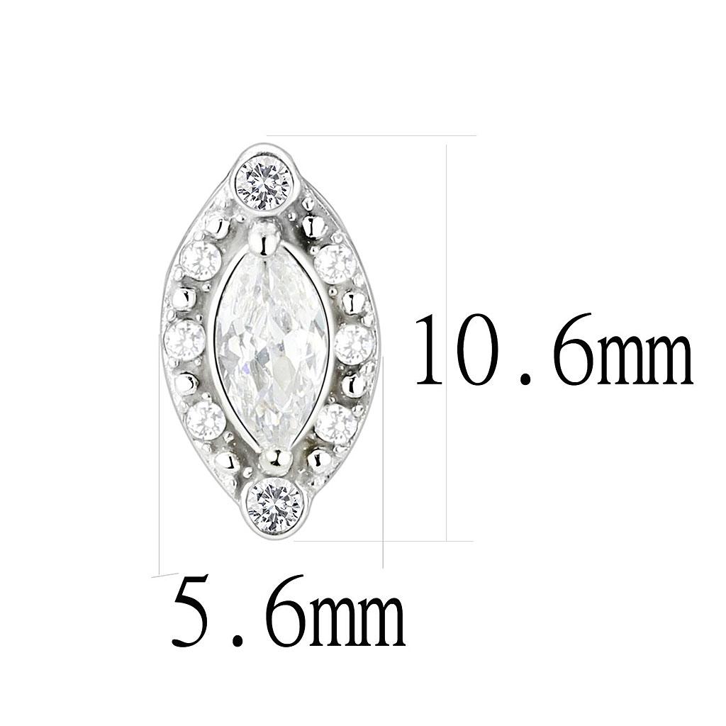 DA368 High polished (no plating) Stainless Steel Earrings with AAA Grade CZ in Clear - Joyeria Lady