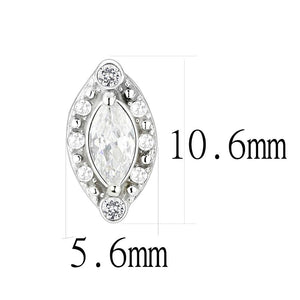 DA368 High polished (no plating) Stainless Steel Earrings with AAA Grade CZ in Clear
