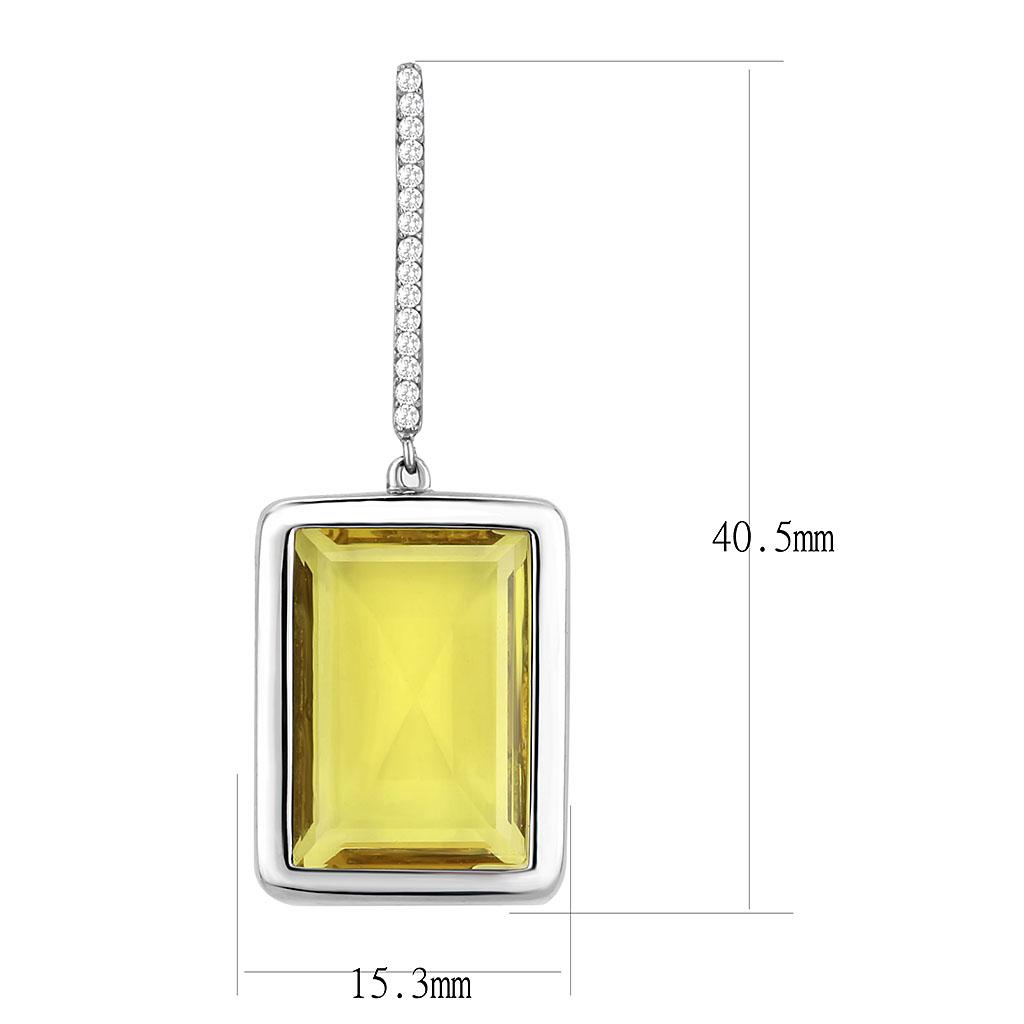 DA378 High polished (no plating) Stainless Steel Earrings with Top Grade Crystal in Topaz - Joyeria Lady