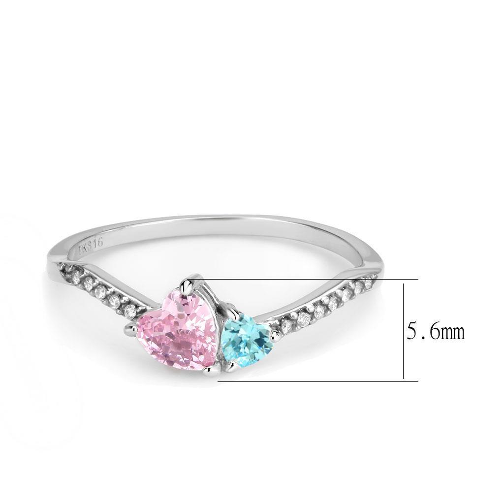 DA384Q - High polished (no plating) Stainless Steel Ring with AAA Grade CZ  in Multi Color - Joyeria Lady