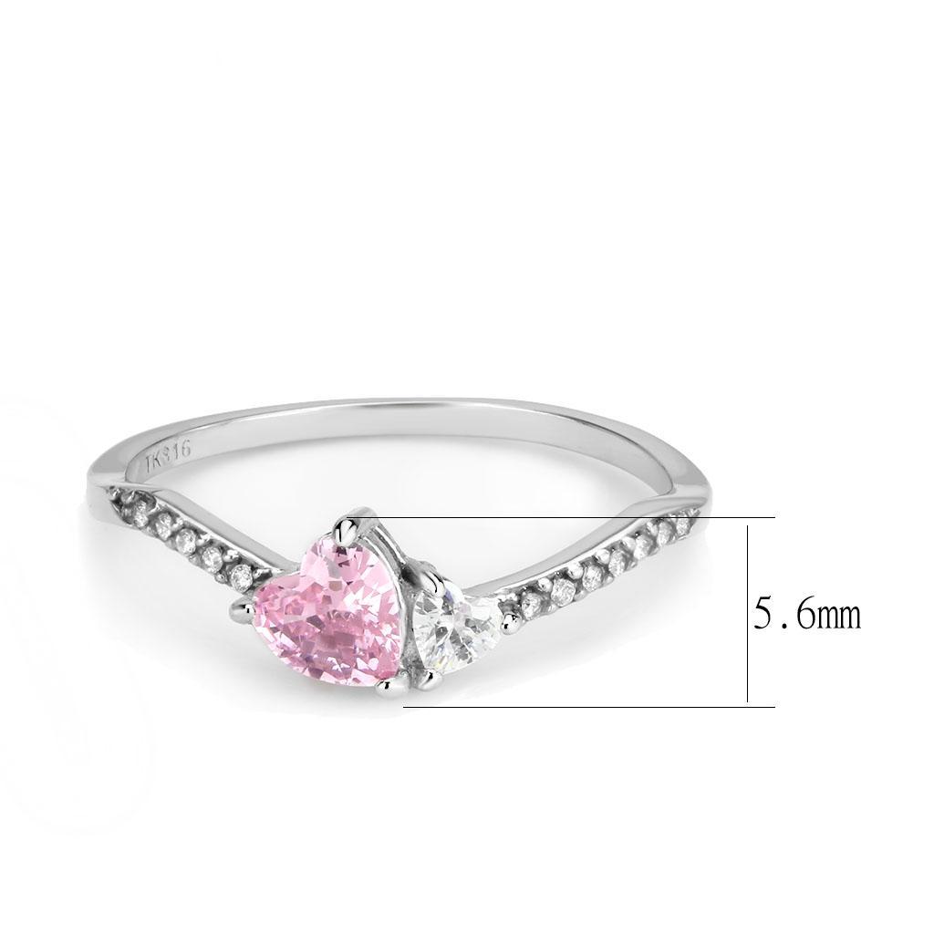 DA384 - High polished (no plating) Stainless Steel Ring with AAA Grade CZ  in Rose - Joyeria Lady