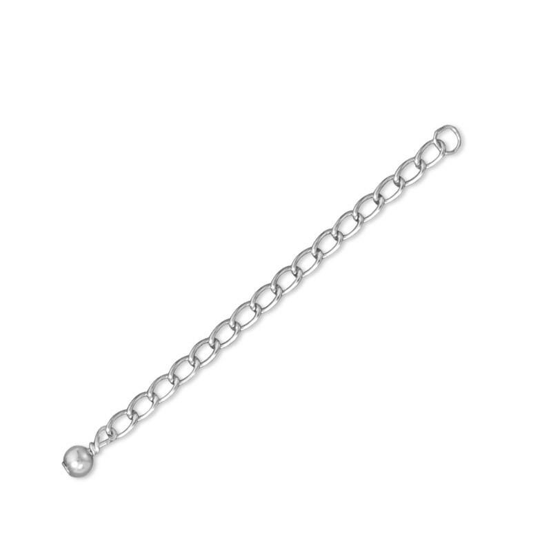 2" Rhodium Plated Sterling Silver Extender Chains with 4mm Bead Ends (Set of 2) - Joyeria Lady