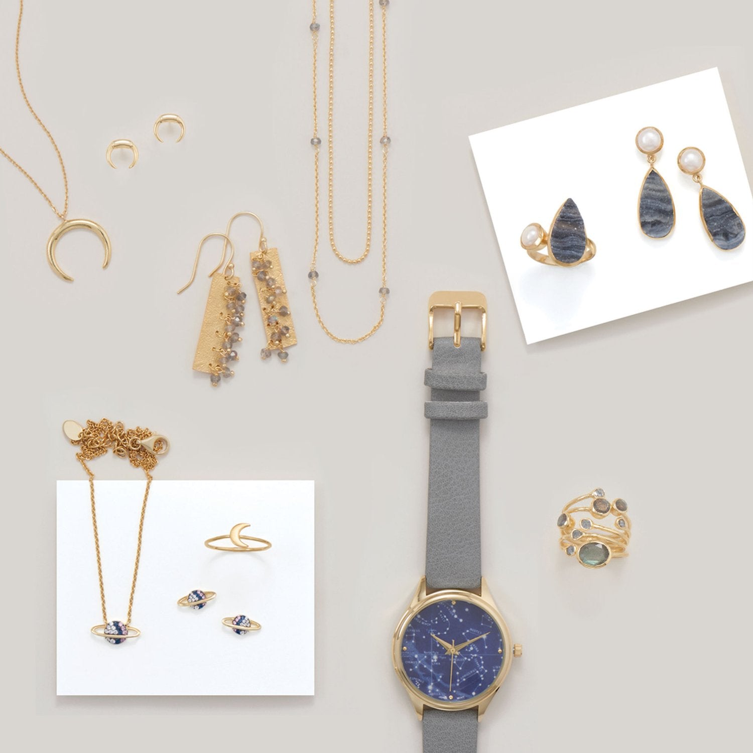 14 Karat Gold Plated Mini Crescent Studs - Joyeria Lady