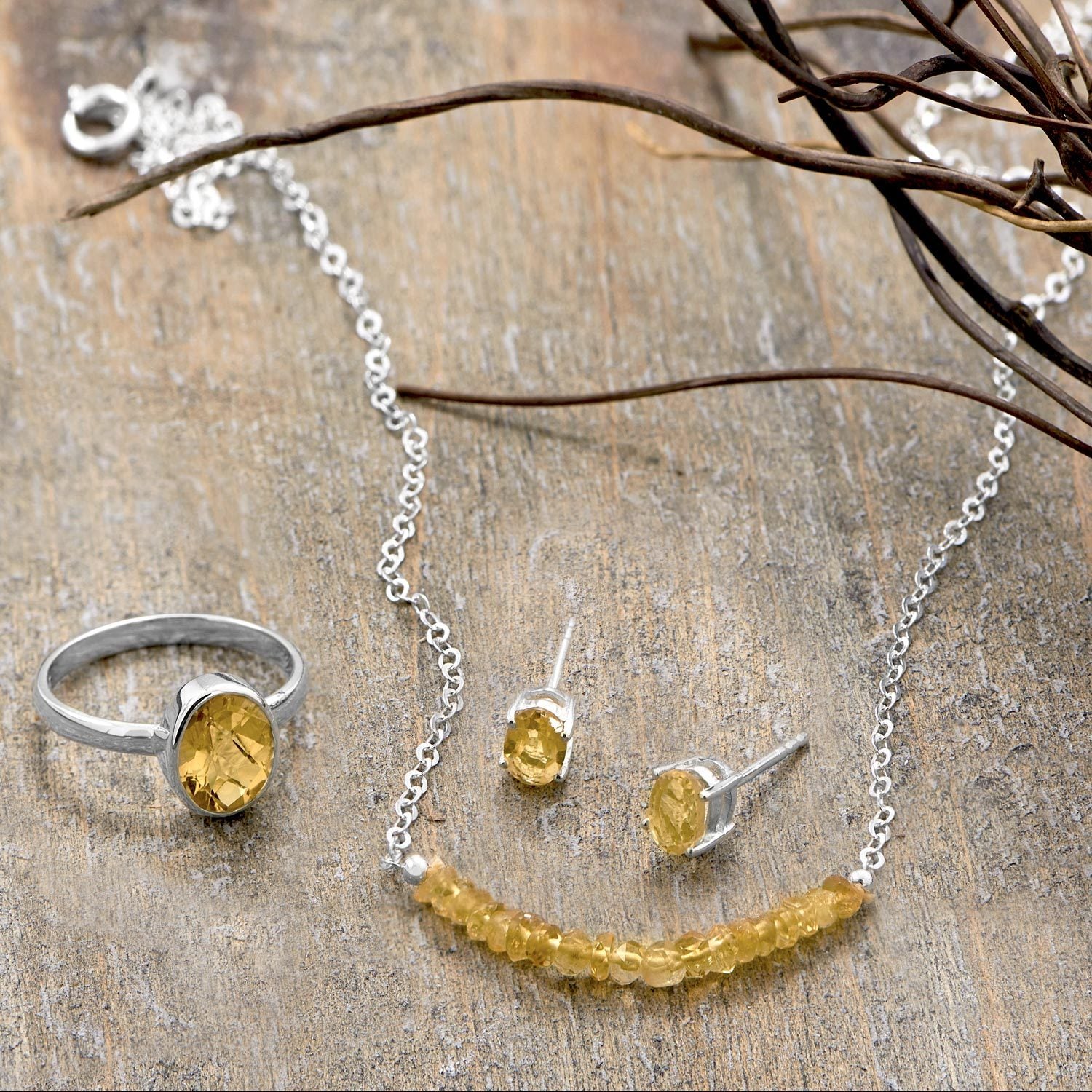 Faceted Citrine Bead Necklace - November Birthstone - Joyeria Lady
