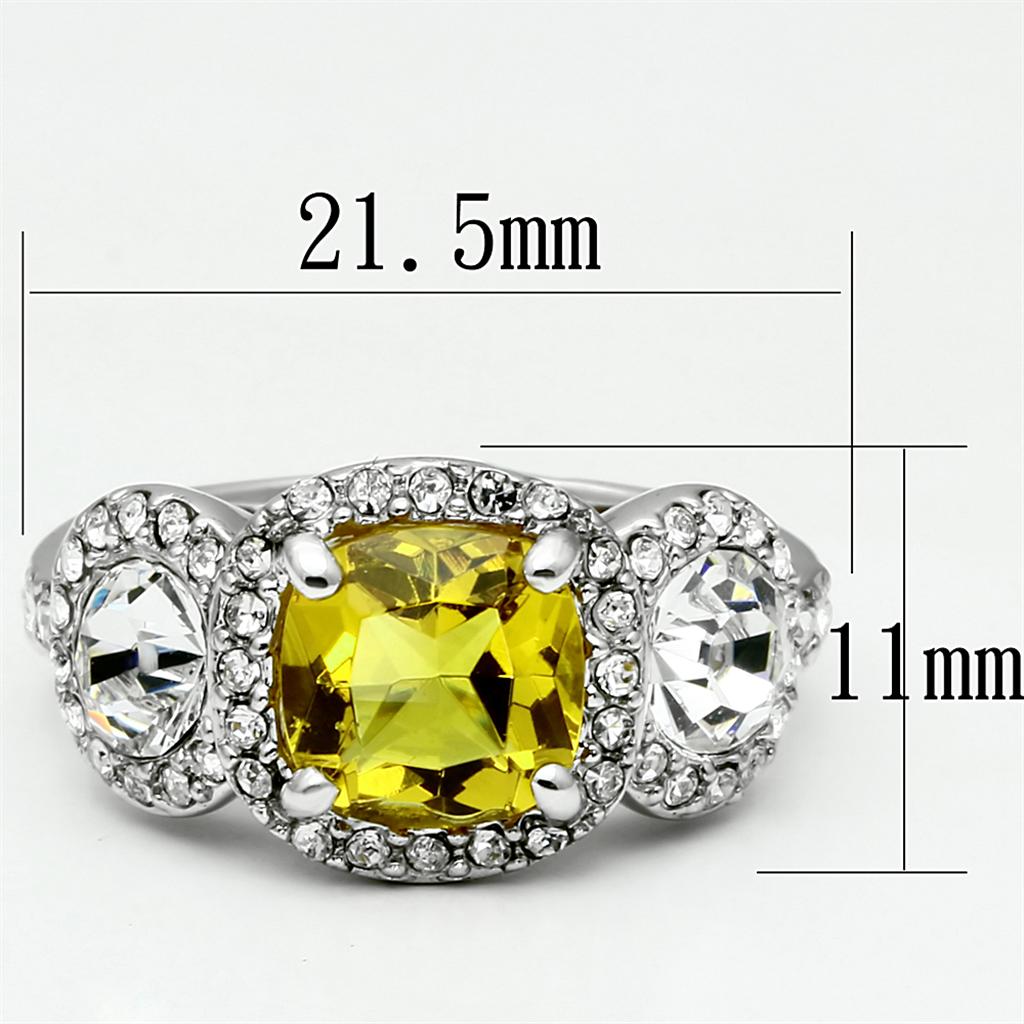 LO2517 Rhodium Brass Ring with Synthetic in Topaz - Joyeria Lady