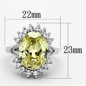 LO2943 Rhodium Brass Ring with AAA Grade CZ in Apple Green color