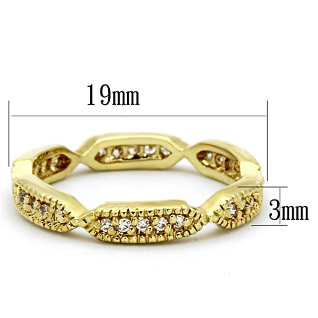 LO3001 Gold Brass Ring with AAA Grade CZ in Clear - Joyeria Lady