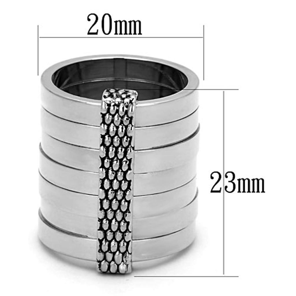 LO3014 Rhodium Brass Ring with Epoxy in Jet - Joyeria Lady