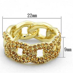 LO3216 Gold Brass Ring with Top Grade Crystal in Smoked Quartz