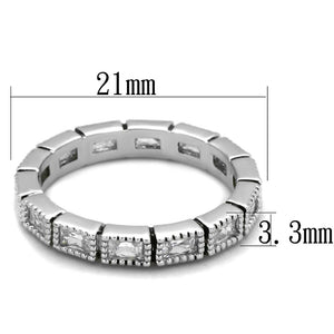 LO3559 Rhodium Brass Ring with AAA Grade CZ in Clear