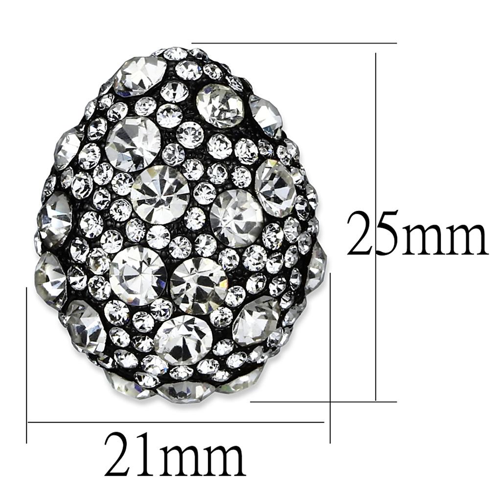 LO3700 TIN Cobalt Black Brass Earrings with Top Grade Crystal in Clear - Joyeria Lady