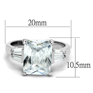 LO4091 Rhodium Brass Ring with AAA Grade CZ in Clear