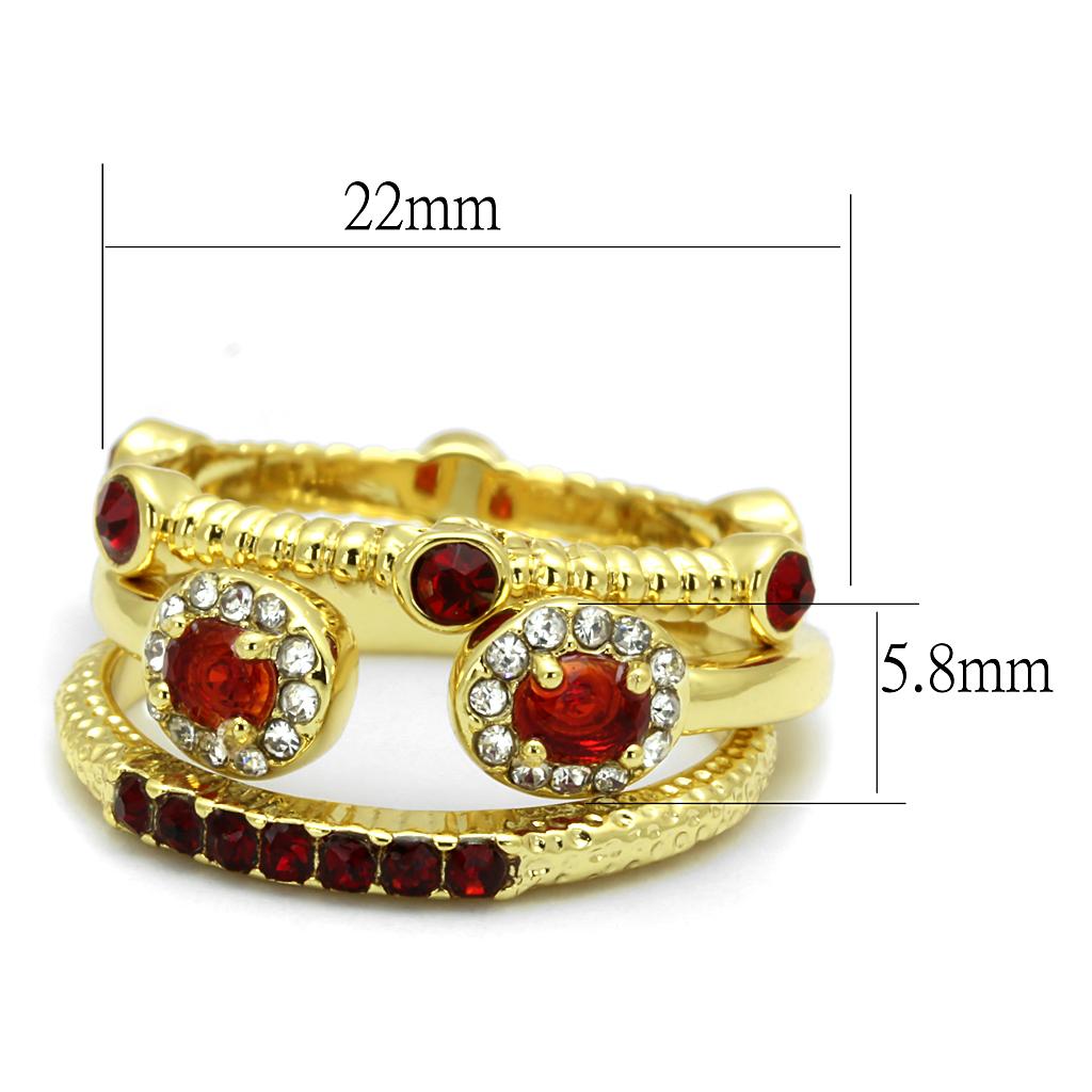 LO4116 Gold Brass Ring with Top Grade Crystal in Siam - Joyeria Lady
