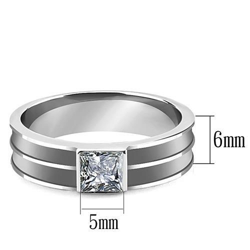 LOA1341 High polished (no plating) Stainless Steel Ring with Top Grade Crystal in Black Diamond - Joyeria Lady
