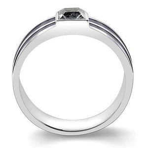LOA1341 High polished (no plating) Stainless Steel Ring with Top Grade Crystal in Black Diamond