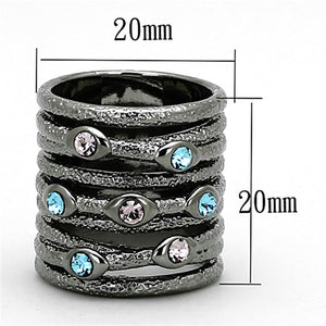 LOA883 Ruthenium Brass Ring with Top Grade Crystal in Multi Color